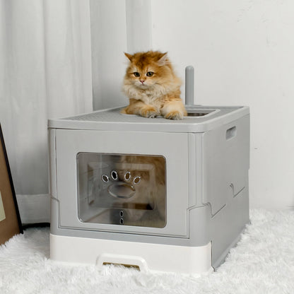 Dual Entry Hidden Cat Litter Box Easy Clean Tray