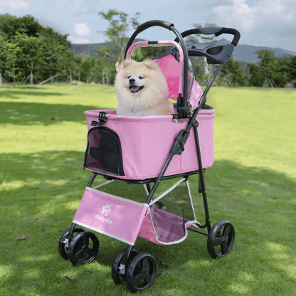 Folding Pet Stroller Removable Carrier Storage