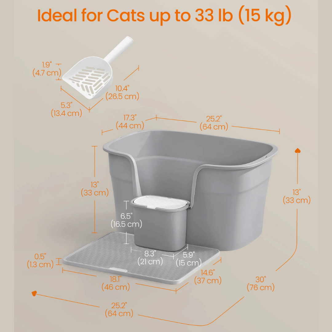 Large Covered Cat Litter Box Easy Clean with Scoop