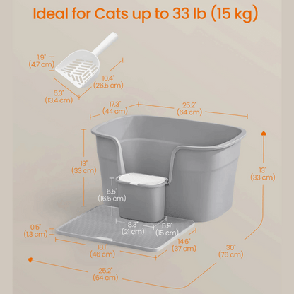 Large Covered Cat Litter Box Easy Clean with Scoop