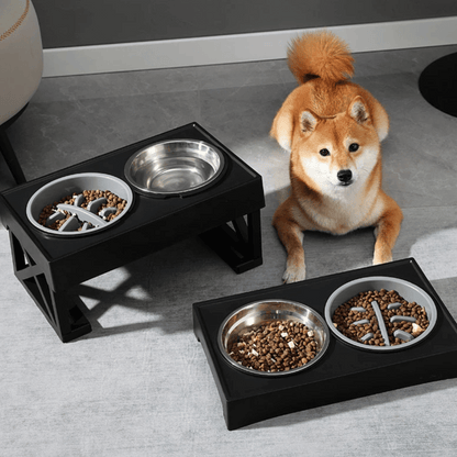 Adjustable Elevated Dog Feeder Stainless Steel Bowls
