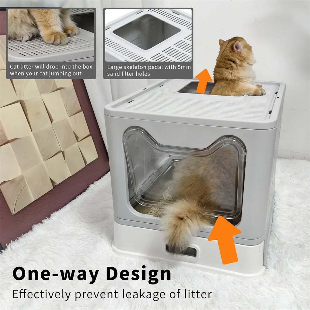 Cat Litter Box Odor Control Removable Tray Dual Exit
