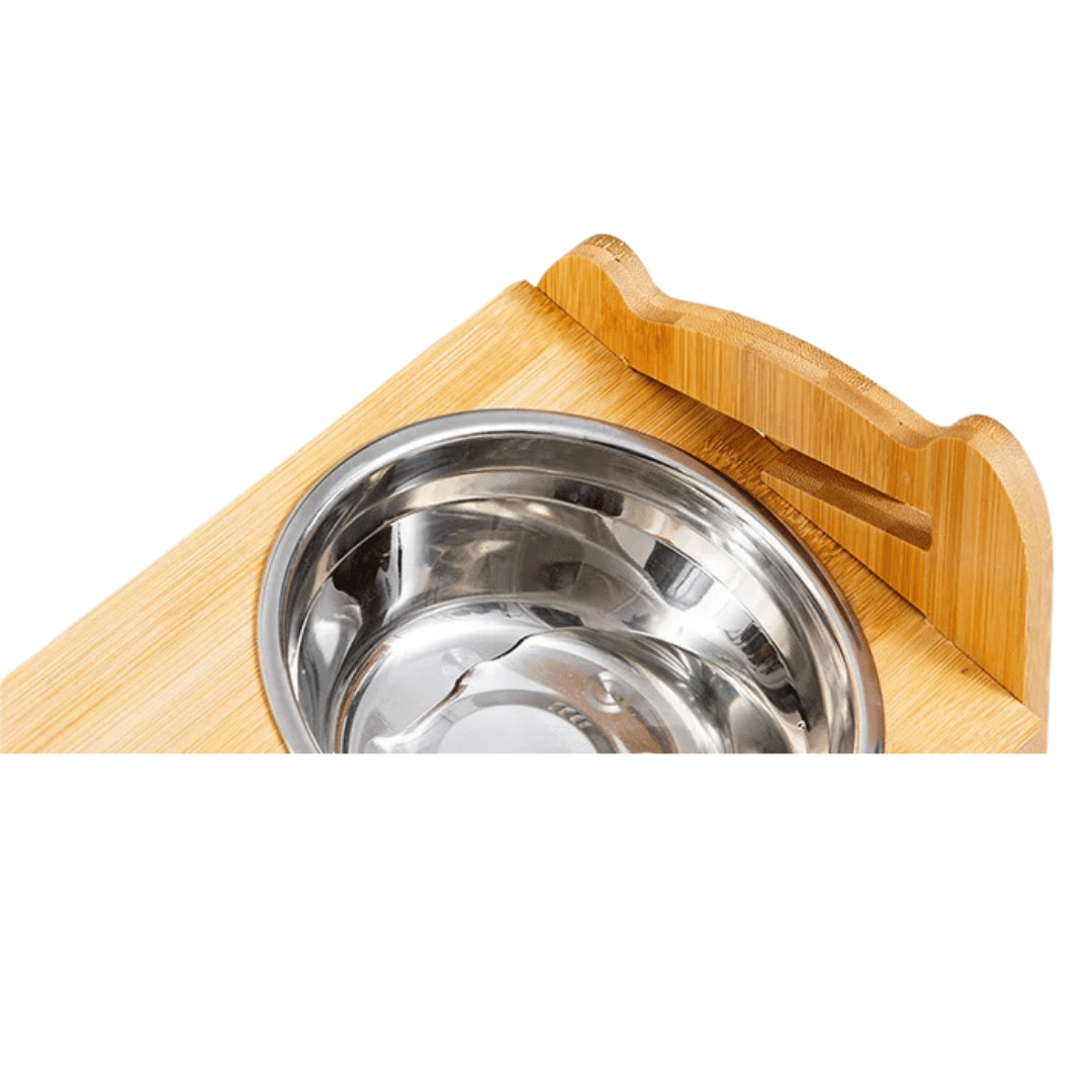 Portable Pet Feeder Adjustable Height 2 Metal Bowls