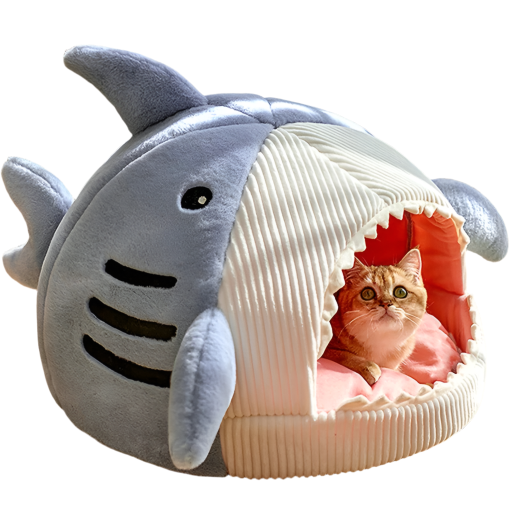 Shark Pet Cave Bed Warm Plush - Pupporia