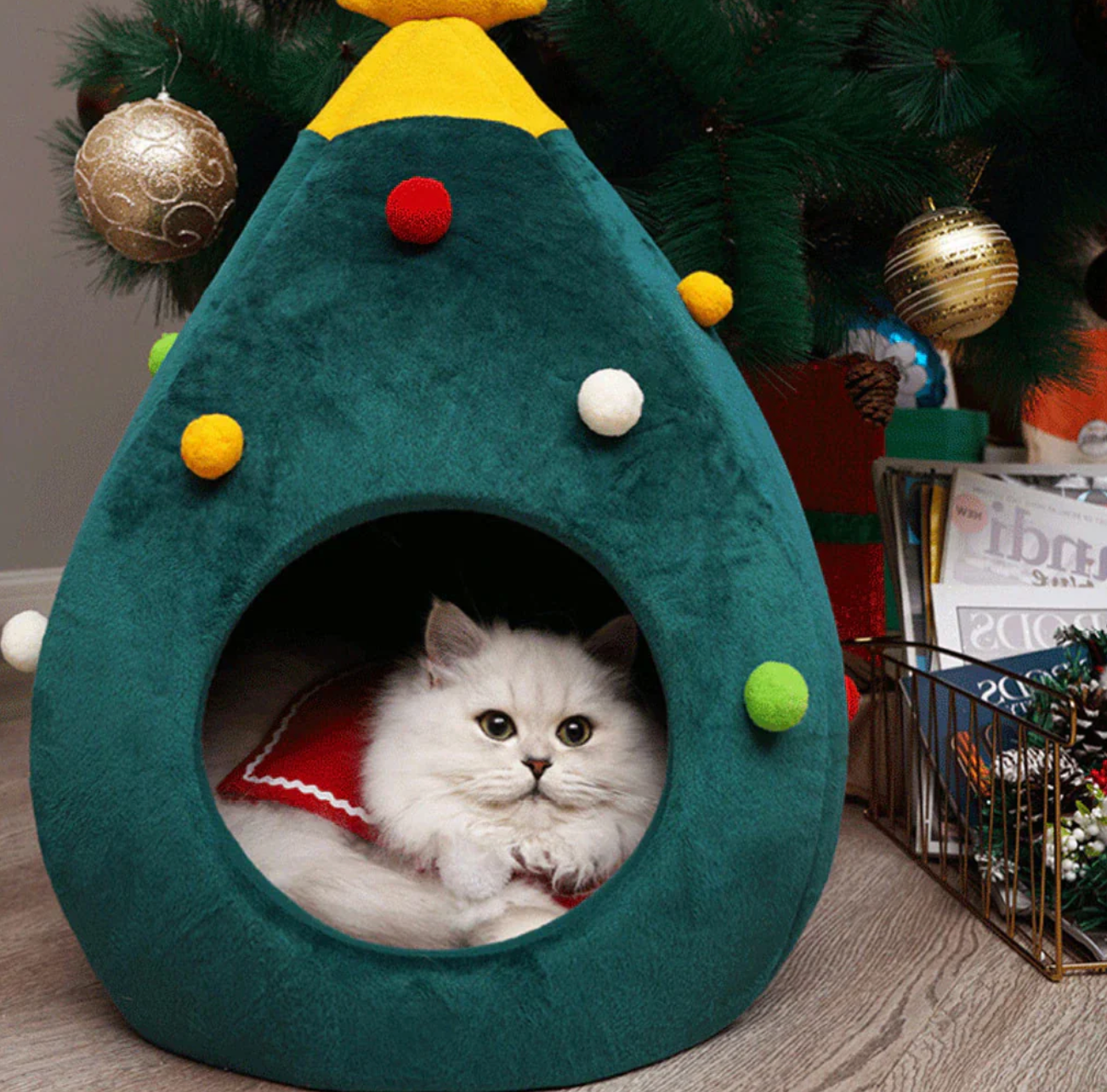 Pet Christmas Tree Bed Orthopedic Dog Cat