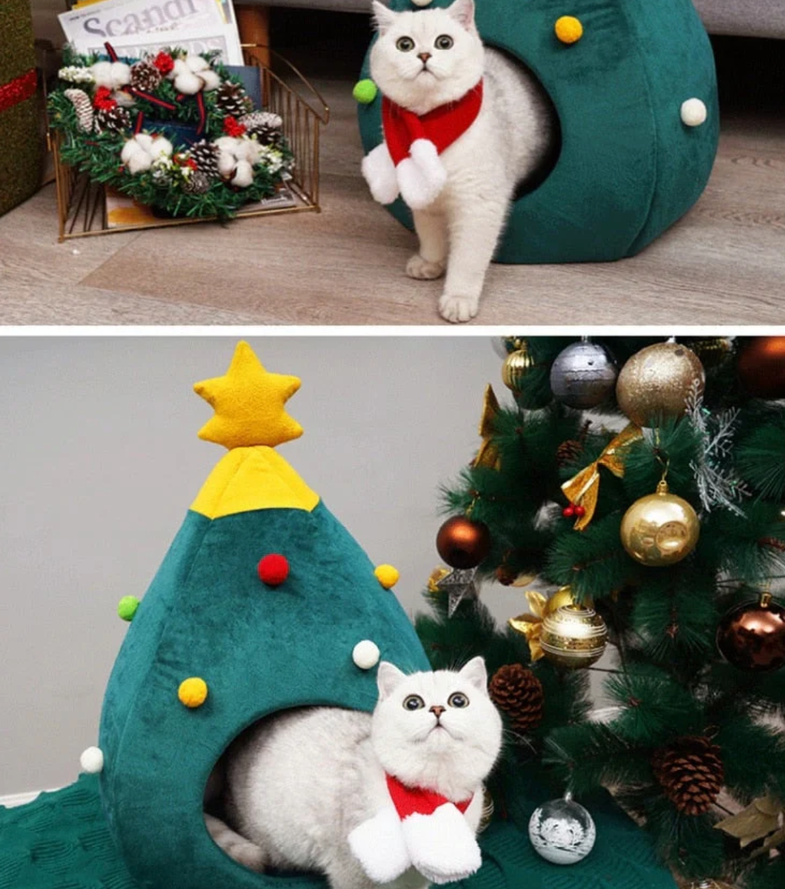 Pet Christmas Tree Bed Orthopedic Dog Cat