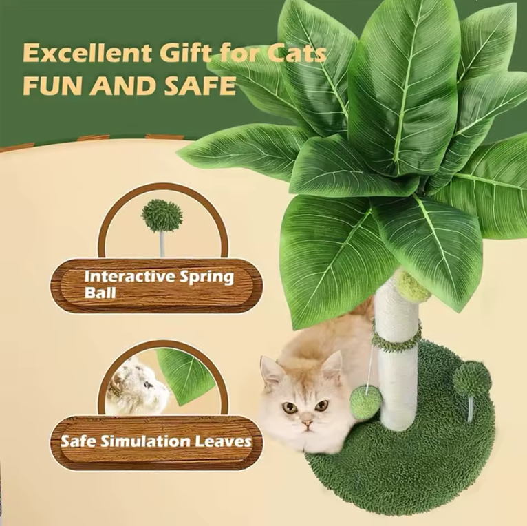 Cat Scratching Post Wooden Leaf Lounge