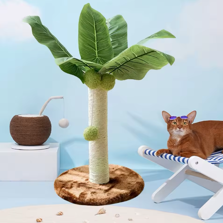 Cat Scratching Post Wooden Leaf Lounge