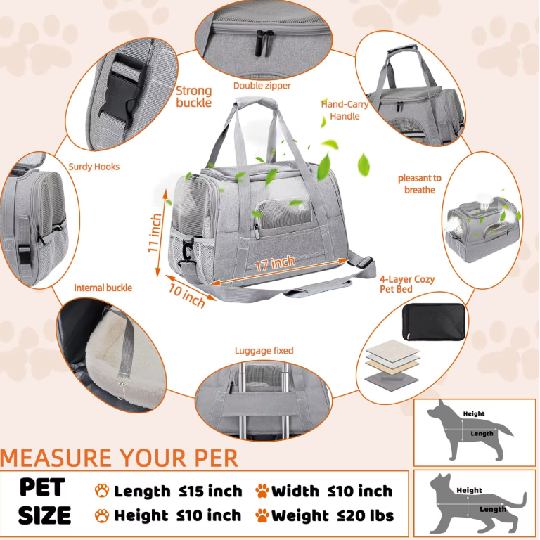 Soft Sided Pet Carrier Bag