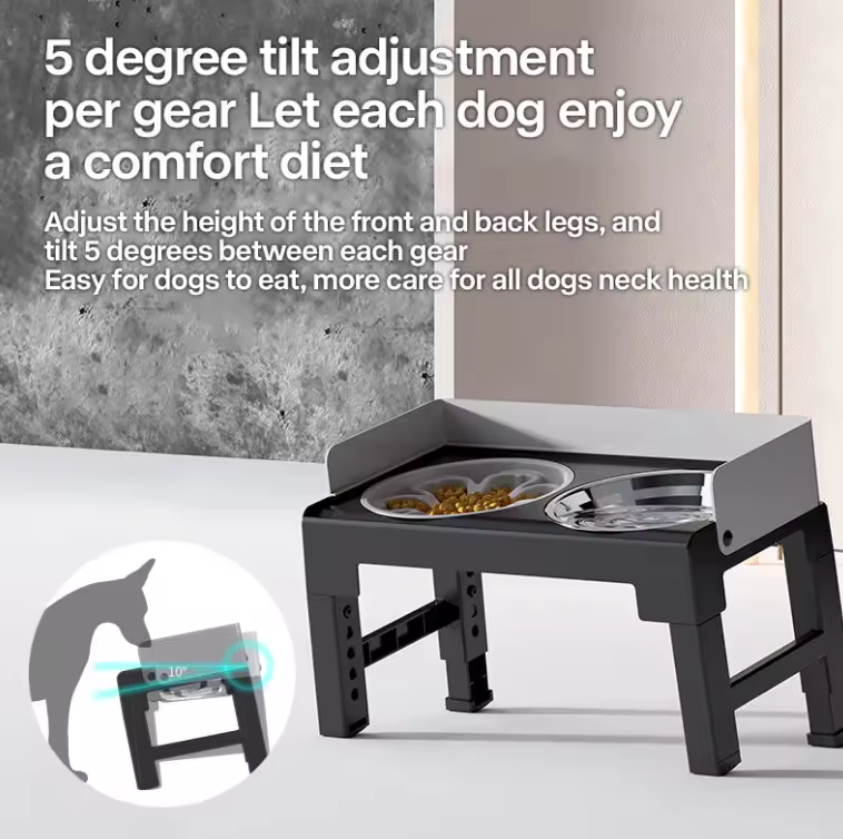 Adjustable Raised Dog Feeder Bowl Set