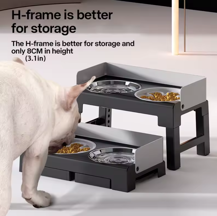 Adjustable Raised Dog Feeder Bowl Set