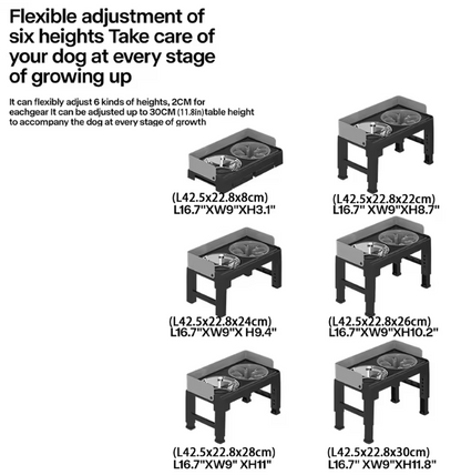 Adjustable Raised Dog Feeder Bowl Set