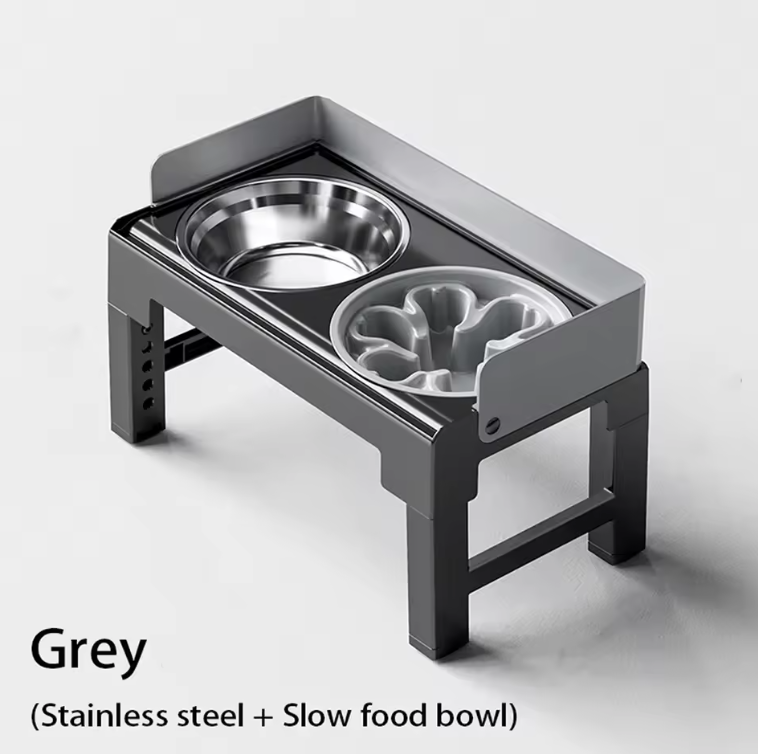 Adjustable Raised Dog Feeder Bowl Set