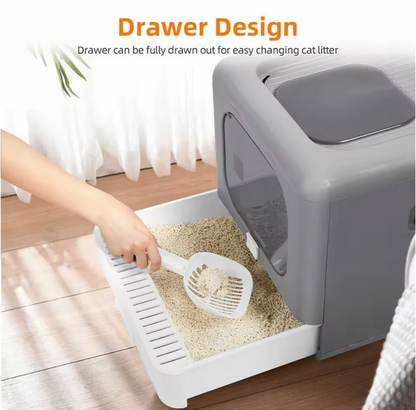 Foldable Cat Litter Box Enclosed