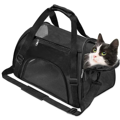 Medium Pet Carrier Foldable Soft Black Airline Approved - Pupporia