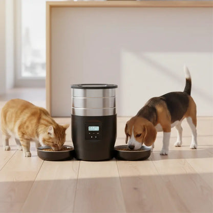 Stainless Steel Automatic Pet Feeder 4.5L Double Bowl Timer - Pupporia