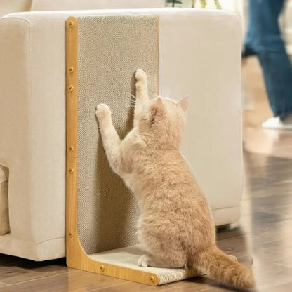 Wall Mounted L-Shaped Cat Scratcher Wooden 58cm - Pupporia