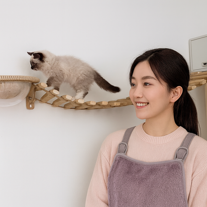 Climbing Bridge Hanging Ladder For Wall Mounted Cat Play Areas