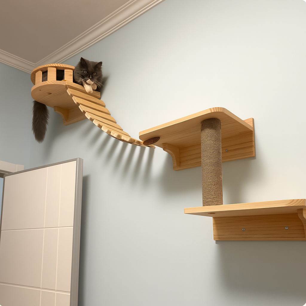 Climbing Bridge Hanging Ladder For Wall Mounted Cat Play Areas