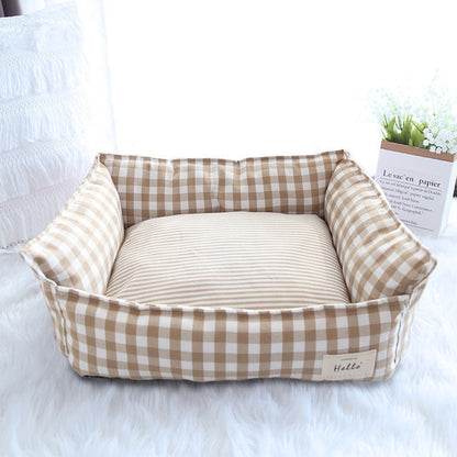 Small Plaid Pet Bed For Dogs Cats