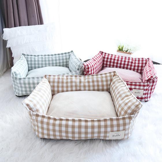 Small Plaid Pet Bed For Dogs Cats