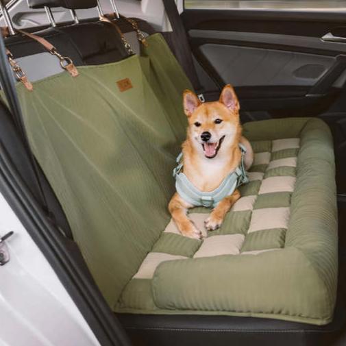 Orthopedic Checkered Dog Car Bed Plush - Pupporia