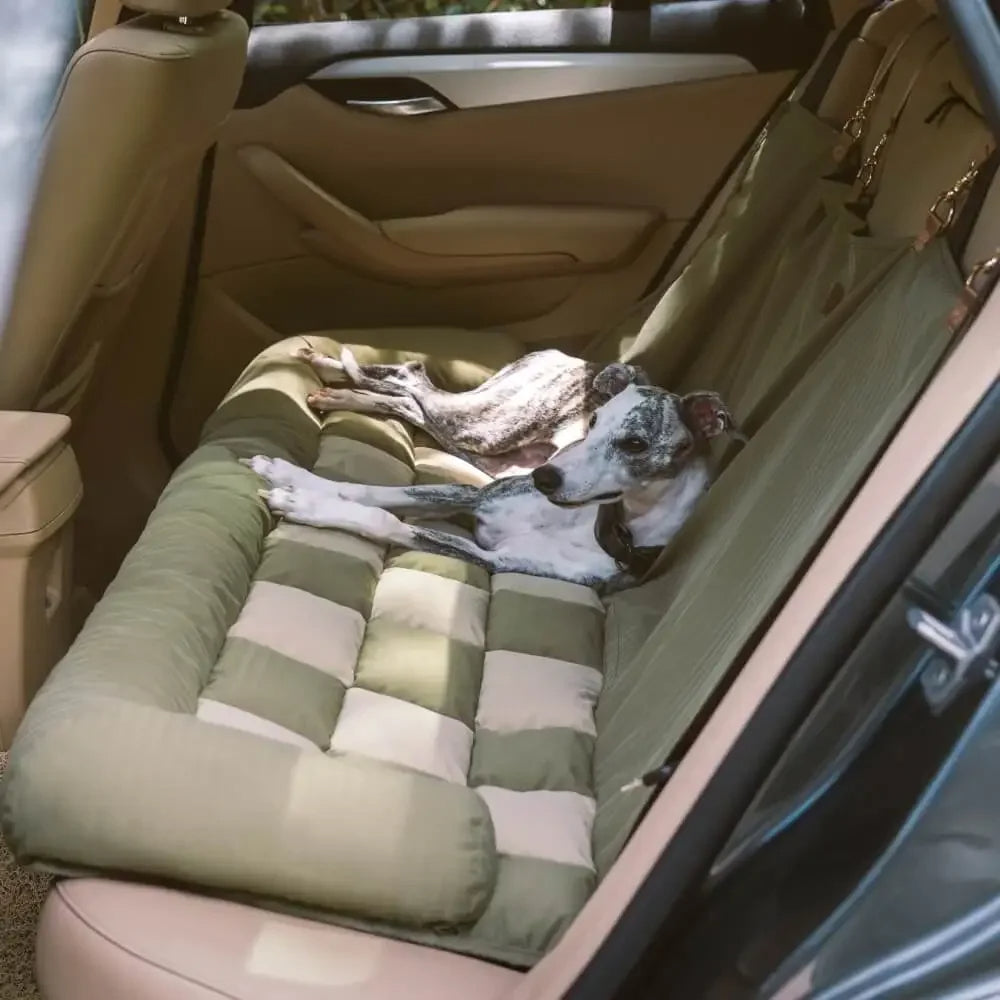 Orthopedic Checkered Dog Car Bed Plush