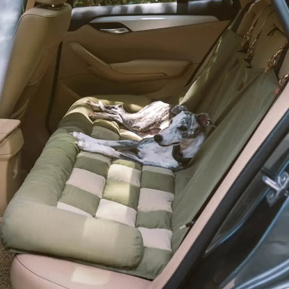 Orthopedic Checkered Dog Car Bed Plush