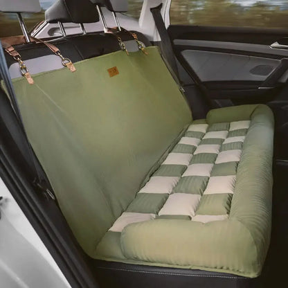 Orthopedic Checkered Dog Car Bed Plush