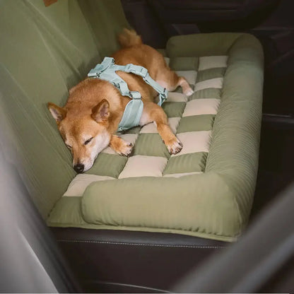 Orthopedic Checkered Dog Car Bed Plush