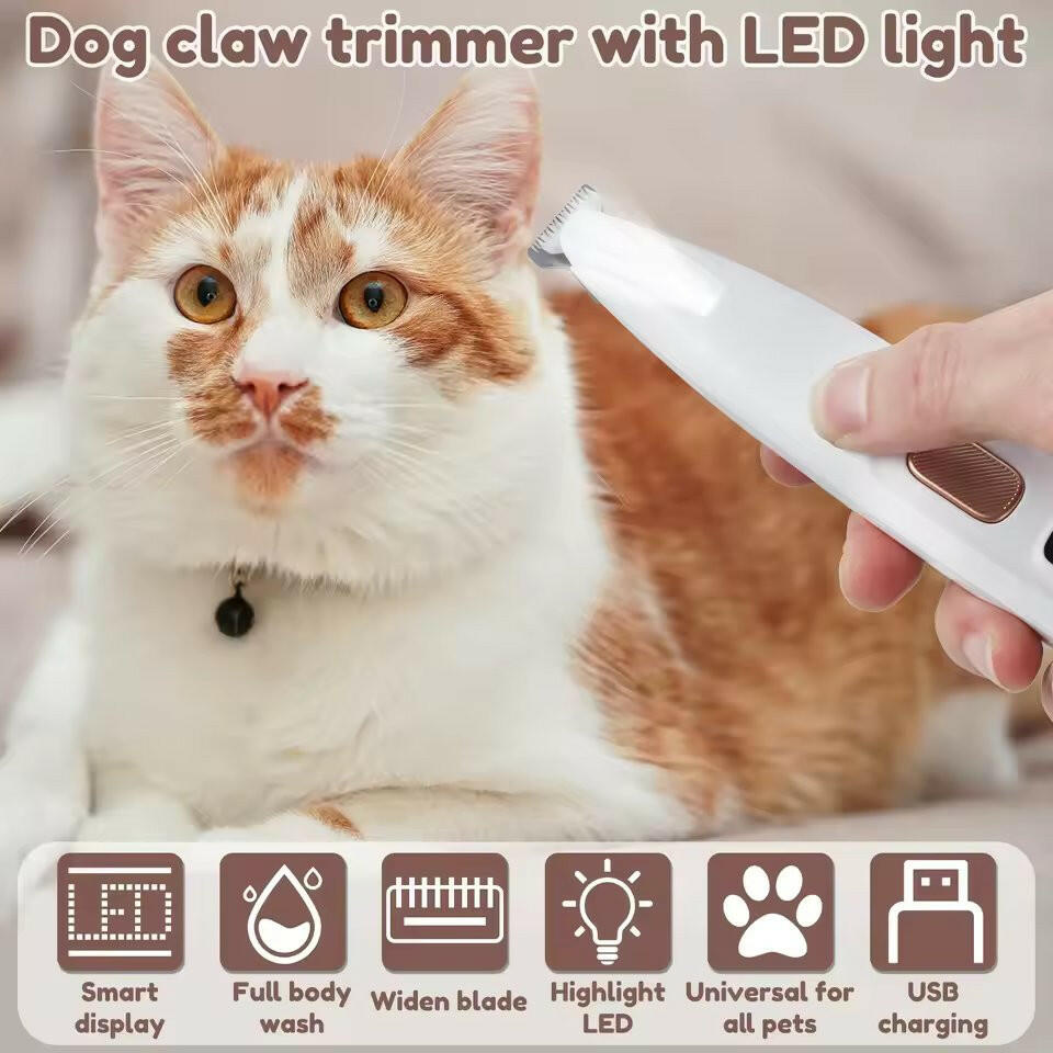 Wireless Pet Nail Clipper With Safety Light