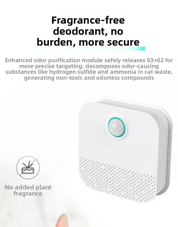 Fragrance-free deodorant device with text on a white background