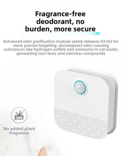Fragrance-free deodorant device with text on a white background