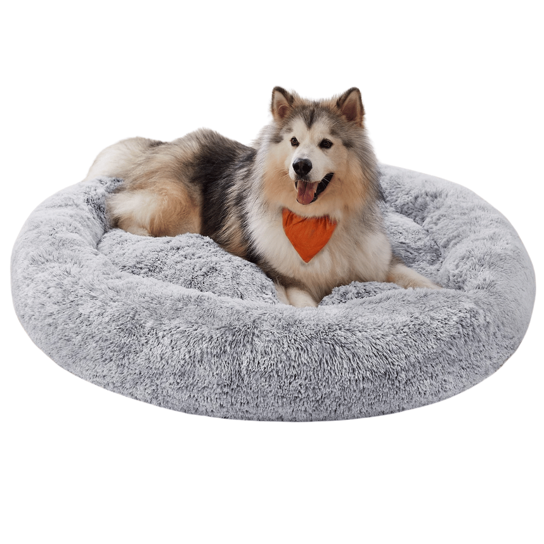 Giant 3XL Furry Plush Donut Dog Bed for Extra Large Dog Breeds with Washable Cover 0