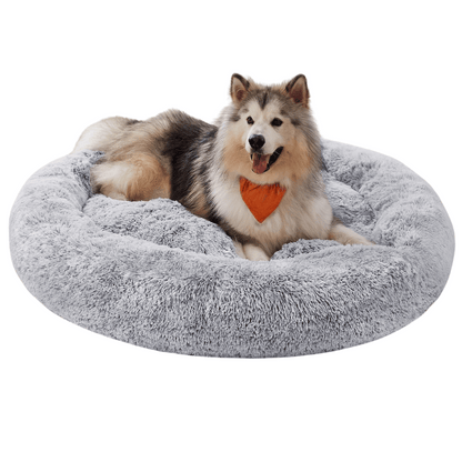 Giant 3XL Furry Plush Donut Dog Bed for Extra Large Dog Breeds with Washable Cover 0