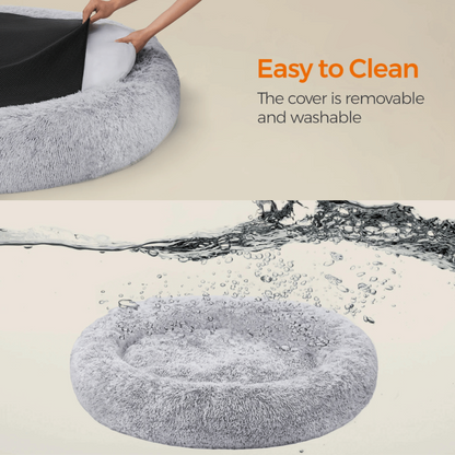 Giant 3XL Furry Plush Donut Dog Bed for Extra Large Dog Breeds with Washable Cover 2