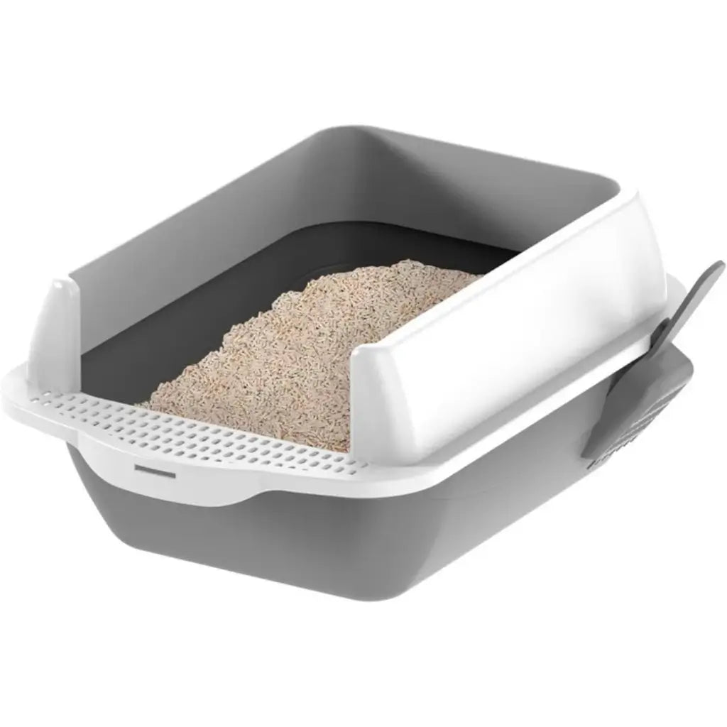Large Open Cat Litter Box With Splash Guards - Pupporia