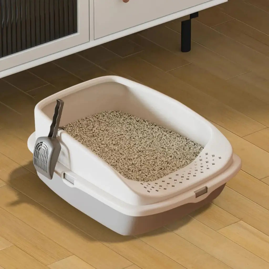 Open Cat Litter Box Detachable Rim Various Sizes - Pupporia