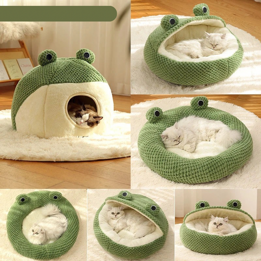 FroggyNest Semi Enclosed Plush Pet Bed - Pupporia