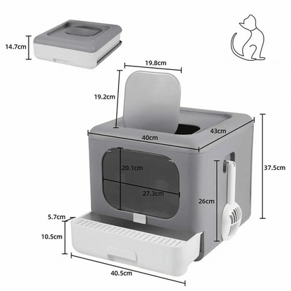 Foldable Cat Litter Box Enclosed