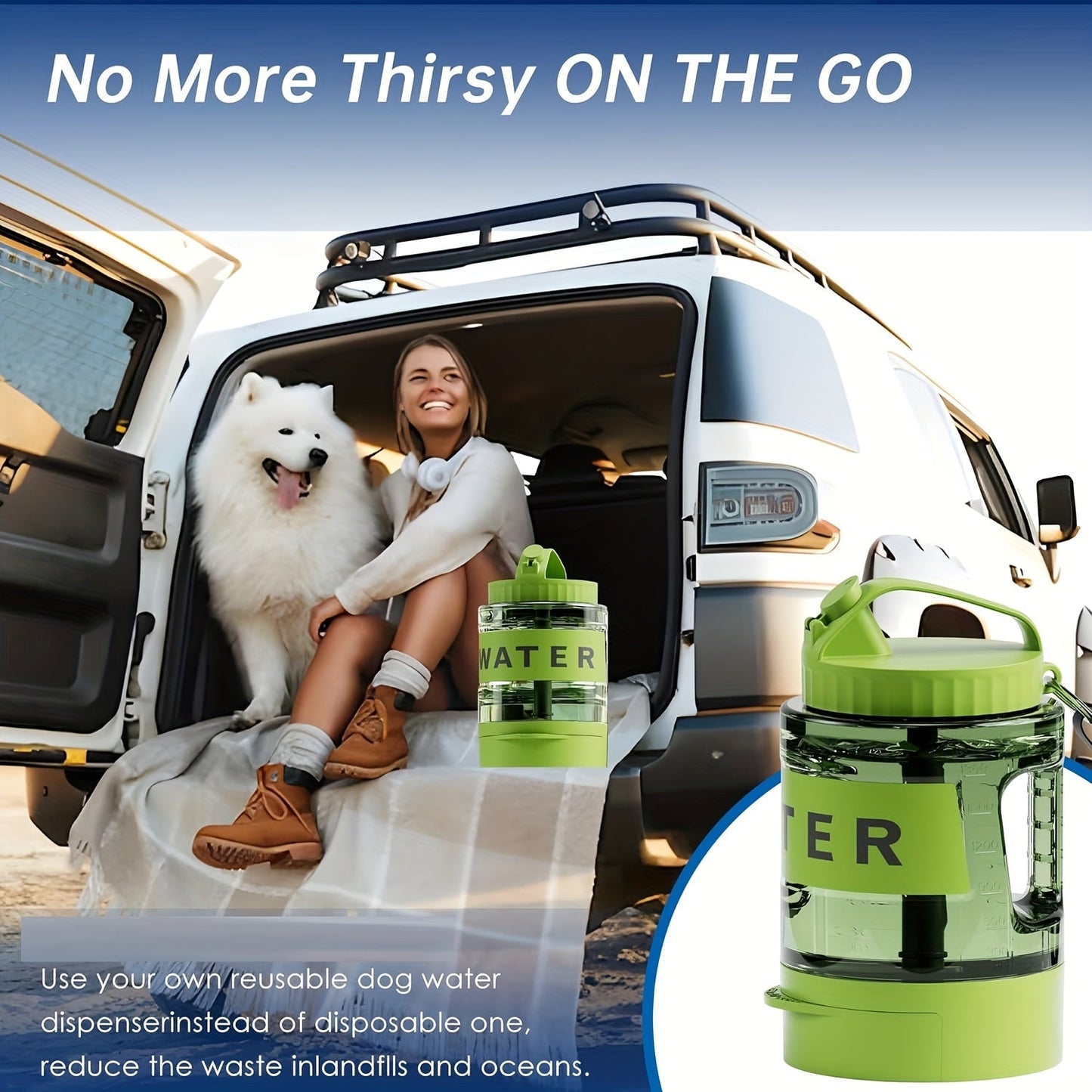 Large Capacity 74oz Dog Water Bottle – Portable Bowl for Outdoor Adventures 2