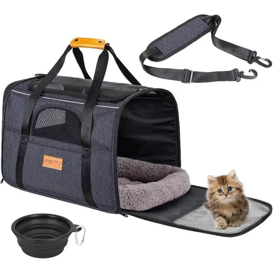 Foldable Pet Carrier Lightweight Portable Opening Cat Dog Travel Bag - Pupporia