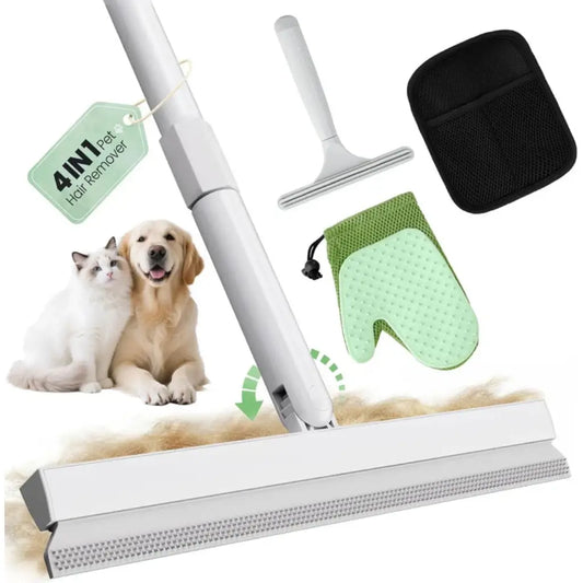 Pet Hair Removal Tool Kit Adjustable Rubber Broom 60 with Gloves - Pupporia