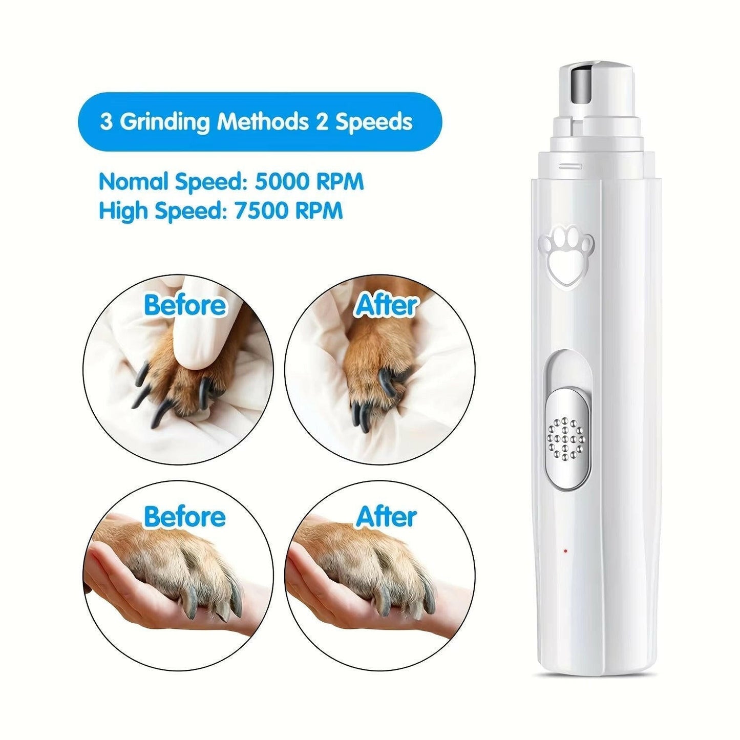 Pet Nail Trimmer 2-Speed Quiet Grinder