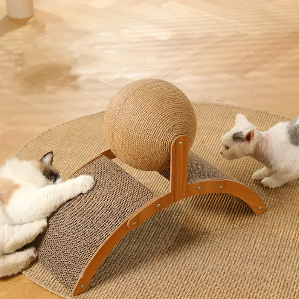 Cat Scratching Ball Wood Scratcher 2-in-1