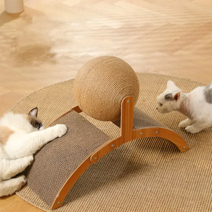 Cat Scratching Ball Wood Scratcher 2-in-1