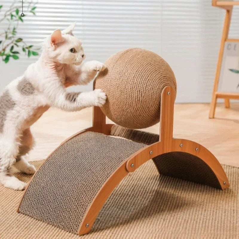 Cat Scratching Ball Wood Scratcher 2-in-1
