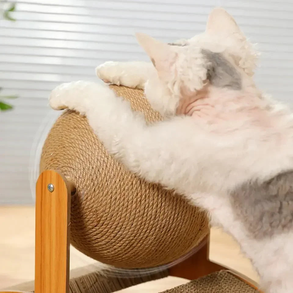 Cat Scratching Ball Wood Scratcher 2-in-1