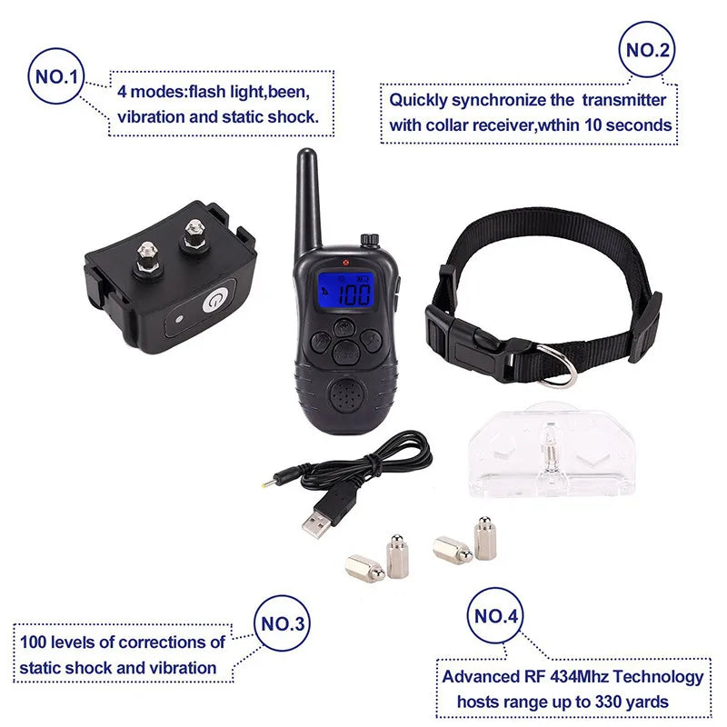 Rechargeable Dog Training Collar 300m Remote Control