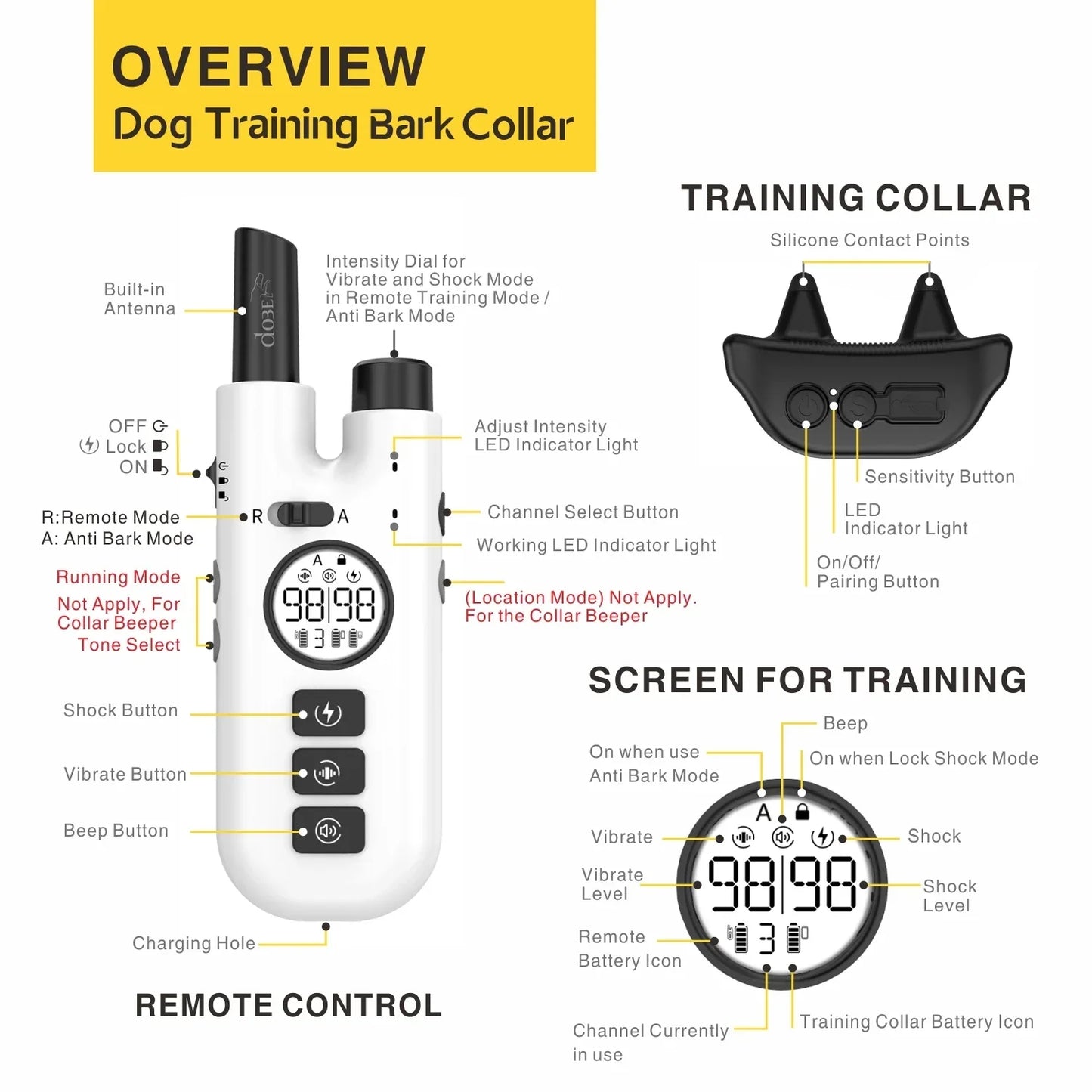 Rechargeable Waterproof Long Range Dog Training Collar